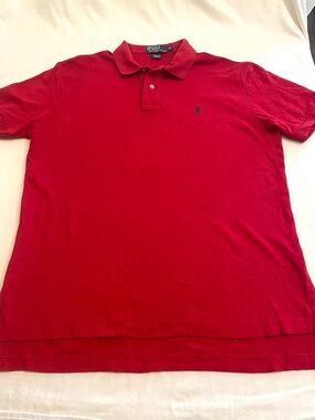 Polo Ralph Lauren Mesh Cotton Polo Shirt Navy Pony Short Sleeve Red Men’s Medium